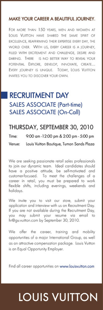 Louis Vuitton Sales Associate Job Description